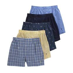 POLO RALPH LAUREN Herren-Boxershorts, klassisch, gewebt, 5 Stück, Muller Plaid/Cruise Navy/Rustic Navy/Summer Stripe/Sag Harbor, Large von Polo Ralph Lauren