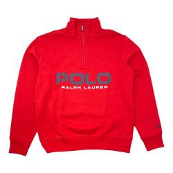 Polo RL Double Knit Tech Logo 3/4 Zip Mock Pullover Sweatshirt, rot, XX-Large von Polo Ralph Lauren