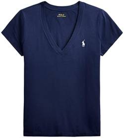 Polo Ralph Lauren Damen Pony Logo V-Ausschnitt T-Shirt, French Navy, Groß von Polo Ralph Lauren