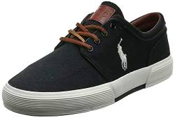 Polo Ralph Lauren Faxon Low-Top-Sneaker aus Segeltuch, Pololeinen, Schwarz/cremefarben, 40 EU von Polo Ralph Lauren