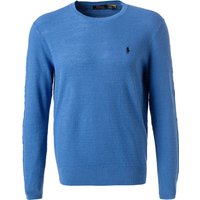 Polo Ralph Lauren Herren Pullover blau Baumwolle-Leinen unifarben von Polo Ralph Lauren
