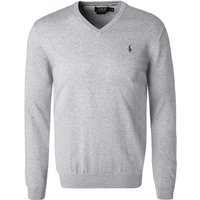 Polo Ralph Lauren Herren Pullover grau Baumwolle unifarben Slim Fit von Polo Ralph Lauren