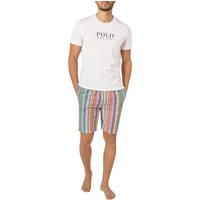 Polo Ralph Lauren Herren Pyjama weiß Jersey-Baumwolle Gestreift,unifarben von Polo Ralph Lauren