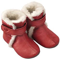 Pololo Jungen Unisex Kinder Babybootie Wollfutter rot Hausschuh, 22/23 EU von Pololo