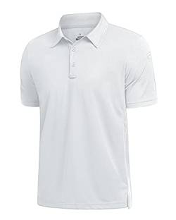 Polu Herren Poloshirts Kurzarm Outdoor Casual Golf Tennis T-Shirts Quick Dry 3 Knöpfe, Weiss/opulenter Garten, Mittel von Polu