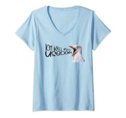 Damen Usedom Urlaub Ostsee Insel Küste Möwe norddeutsch Usedom T-Shirt mit V-Ausschnitt von Polygon Art Geschenke