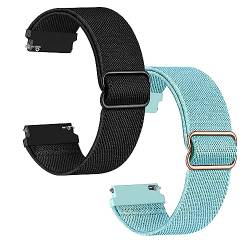 Polyjoy 2 Stück Kinder Nylon Armbänder kompatibel mit Anio 5 Armband, Weiches, dehnbares Mädchen Jungen Ersatzbänder für Anio 5-Schwarz+Wasserblau von Polyjoy