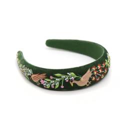 Samt-Stirnband mit Pfauen-Stickerei, stilvolles Haar-Accessoire (dunkelgrün) von Pom Peace of Mind