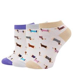 Pomlia® Damen Socken Hunde Motive Dackel Socken Dog Socks (OneSize, PL0D16) von Pomlia