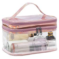 Klare Make-up-Reisetasche,Double Laye große transparente Reise-Kulturtasche - Reise-Kosmetik-Kulturbeutel für Mädchen, Kosmetiktasche, wasserdichte Reisetasche für von Pomrone