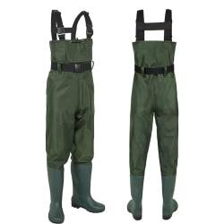 Wathose Herren Damen Wathose mit Stiefel Wasserdichte Atmungsaktive Wathose mit Brusttasche und Verstellbarer Riemen, Nylon Wader Watstiefel Watbekleidung Anglerhose, Geschenk für Angelliebhaber von Pomurom