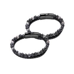 PonPed Humanic+Pro Maxhematie Perlenarmbänder, Hämatit-Naturstein-Heilarmband, Herren- und Damen-Lavagestein-Armband mit Magnetverschluss (19cm,C-2pcs) von PonPed