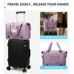 Reisetasche, Sporttasche, Sporttasche für Männer und Frauen, Faltbare Reisetasche, erweiterbare tragbare Handgepäcktasche für trockene und nasse Zwecke (Pink) von PonPed