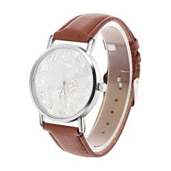 Pongnas Damen-Armbanduhren 3 Farben Modische PU-Lederarmband-Uhr-weibliche Analoge Armbanduhren (Braun) von Pongnas