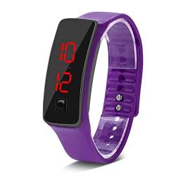 Pongnas LED-Digitaluhr 12-Stunden-Zifferblatt Elektronische Armbanduhr Männer Frauen Sportuhren mit Silikonarmband (Lila) von Pongnas