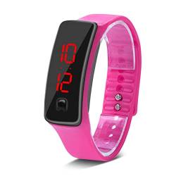 Pongnas LED-Digitaluhr 12-Stunden-Zifferblatt Elektronische Armbanduhr Männer Frauen Sportuhren mit Silikonarmband (Rosa) von Pongnas