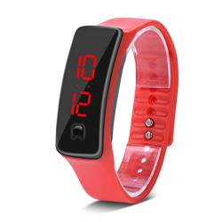Pongnas LED-Digitaluhr 12-Stunden-Zifferblatt Elektronische Armbanduhr Männer Frauen Sportuhren mit Silikonarmband (Rot) von Pongnas
