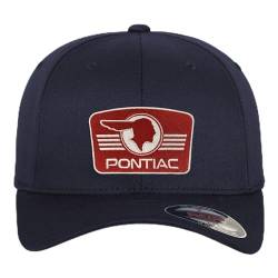 Pontiac Offizielles Lizenzprodukt Retro Logo Patch Flexfit Baseball Cap (Marineblau), Large/X-Large von Pontiac