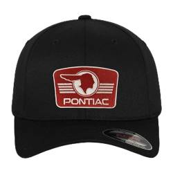 Pontiac Offizielles Lizenzprodukt Retro Logo Patch Flexfit Baseball Cap (Schwarz), Small/Medium von Pontiac