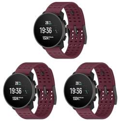 Armband Kompatibel mit Suunto9 Peak/Peak pro, 22mm Universal Uhrenarmband 3er Set (kompatibel mit Suunto Vertical) Ersatzbänder Silikon Sport Anti-Schweiß Band (3PCS Wine #2, One Size) von Poo4kark