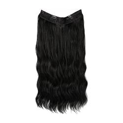 Perücke Brown Wire Hair Extension Langer synthetischer Clip In Wave Curly Hairpiece für Frauen 16 größenverstellbares transparentes Stirnband (A, A) von Poo4kark