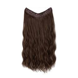 Perücke Brown Wire Hair Extension Langer synthetischer Clip In Wave Curly Hairpiece für Frauen 16 größenverstellbares transparentes Stirnband (E, A) von Poo4kark