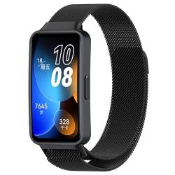 Poo4kark Aarmband für HUAWEIBand 8 Watch, Edelstähl Mesh Uhrenarmband für Damen Herren Ersatz Uhrenarmbänder Schnellverschluss Ersatzarmband (B, One Size) von Poo4kark