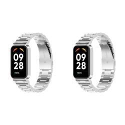 Poo4kark Edelstahlarmband für Mi Band 8 Active/Redmi Band 2 Mehrzweck-Uhrenarmband Metall Uhrenarmbänder mit Schnellverschluss geeignet für Damen&Herren (2PCS A-a, One Size) von Poo4kark