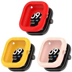 Poo4kark Hülle Kompatibel mit Redmi Watch 4 Smartwatch【Silikonhülle】 Weich Case Anti-Drop Schutzhülle 3PCS Ultradünne PC Schutz Uhrengehäuse (2-D+E+F, One Size) von Poo4kark