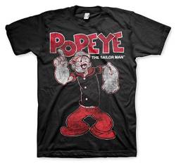 Offizielles Lizenzprodukt Popeye Seemanns-T-Shirt (D.Grey), Schwarz , 3XL von Popeye