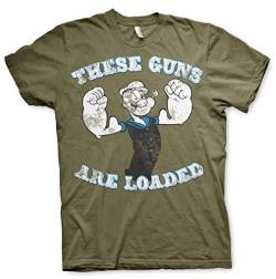 Popeye Guns Are Loaded T-Shirt, Dunkelgrau, olivgrün, M von Popeye