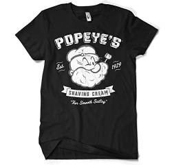 Popeye Offizielles Lizenzprodukt s Shaving Cream Herren T-Shirt Groß & Hoch Herren T-Shirt (Schwarz), 5XL von Popeye