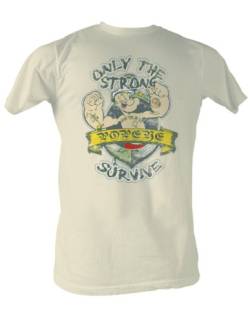 Popeye - Only The Strong Männer T-Shirt In Dirty White, XX-Large, Dirty White von Popeye