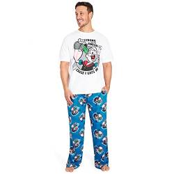 Popeye Schlafanzug Herren Kurz Lustig Zweiteilige Pyjama Set Herren Kurz oder Lang Witzig M - 3XL Baumwolle (XXL, Weiß/Blau) von Popeye