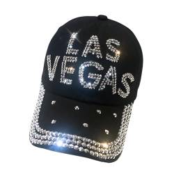 Popfizzy Strass Las Vegas Ballkappen, Bling Bling Las Vegas Hut für Frauen, Las Vegas Souvenir, Bedazzled Las Vegas Geschenke, Las Vegas Hut (schwarz), Einheitsgröße von Popfizzy
