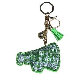Popfizzy Strass-Schlüsselanhänger-Zubehör für Frauen, Autoschlüssel, niedlicher Schlüsselanhänger, glitzernde Geldbörsen-Anhänger für Handtaschen, Cheer Limettengrün/Silber (Gold), Einheitsgröße von Popfizzy