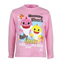 Baby Shark and Mommy Shark Langarm T Shirt, Mädchen, 98-122, Baby Pink, Offizielle Handelsware von Popgear