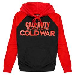 Call of Duty Black Ops Cold War Text Logo Kapuzenpullover, Adultes, S-XXL, Rot Schwarz, Offizielle Handelsware von Popgear