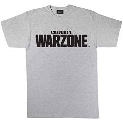 Call of Duty Warzone Text Logo T Shirt, Adultes, S-5XL, Heather Grey, Offizielle Handelsware von Popgear