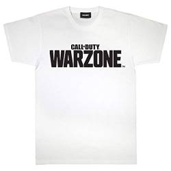 Call of Duty Warzone Text Logo T Shirt, Adultes, S-5XL, Weiß, Offizielle Handelsware von Popgear