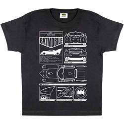 DC Comics Batman Batmobile Diagram T Shirt, Mädchen, 122-170, Schwarz, Offizielle Handelsware von Popgear
