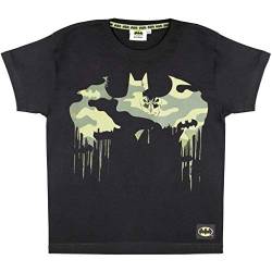 DC Comics Batman Camo Logo T Shirt, Kinder, 104-170, Schwarz, Offizielle Handelsware von Popgear