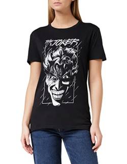 DC Comics Batman Joker Sketch Freund Fit T Shirt, Damen, S-5XL, Schwarz, Offizielle Handelsware von Popgear