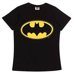 DC Comics Batman Klassisches Logo T Shirt ausgestattet, Damen, XS-4XL, Schwarz, Offizielle Handelsware von Popgear