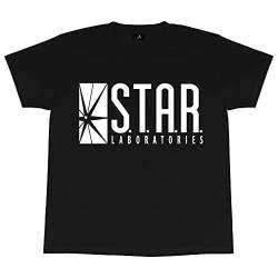 DC Comics Das Flash-Star Labs Logo T Shirt, Mädchen, 104-182, Schwarz, Offizielle Handelsware von Popgear