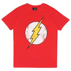 DC Comics The Flash Distressed Logo T Shirt, Kinder, 104-182, Rot, Offizielle Handelsware von Popgear