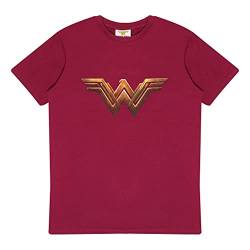 DC Wonder Woman 1984 Logo T Shirt, Kinder, 104-170, Burgund, Offizielle Handelsware von Popgear
