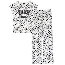 Disney 101 Dalmatians Weekend Vibe Langer Pyjama, Damen, XS-4XL, Weiß Schwarz, Offizielle Handelsware von Popgear