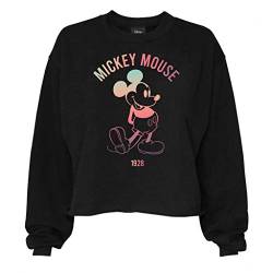 Disney Mickey Mouse 1928 Kruppiertes Sweatshirt, Damen, S-XL, Schwarz, Offizielle Handelsware von Popgear