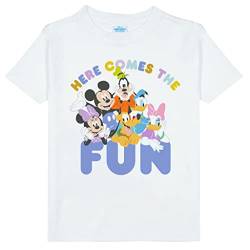 Disney Mickey und Freunde Here Comes The Fun T Shirt, Mädchen, 80-110, Weiß, Offizielle Handelsware von Popgear